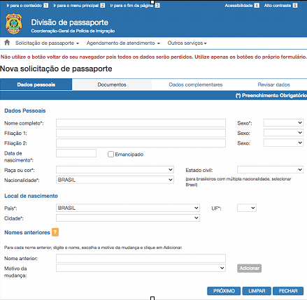 Formulário PF Passaporte